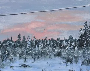 Talvinen metsä - Akryyli kankaalle, 2023